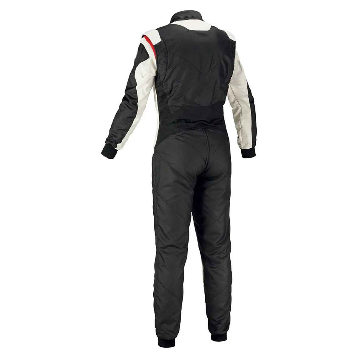 Black and White Go-Kart Driver Racing Suit