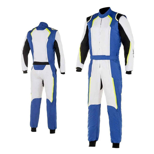 Karting Racing Driver Suit - White, Royal Blue