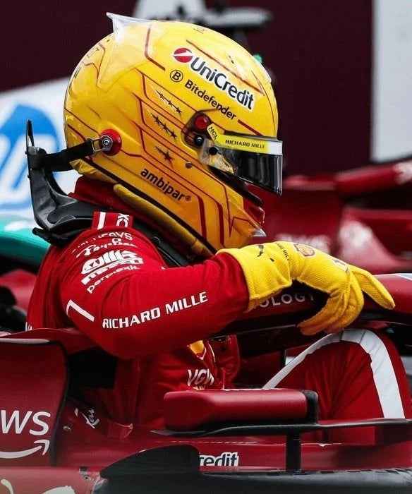 Lewis Hamilton 2025 Yellow Replica Race Gloves F1 Ferrari
