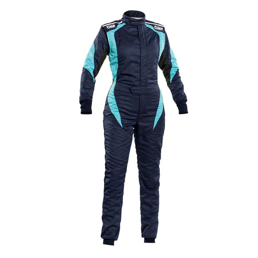 OMP FIRST ELLE Navy Blue/Light Blue Go Kart Racing Suit