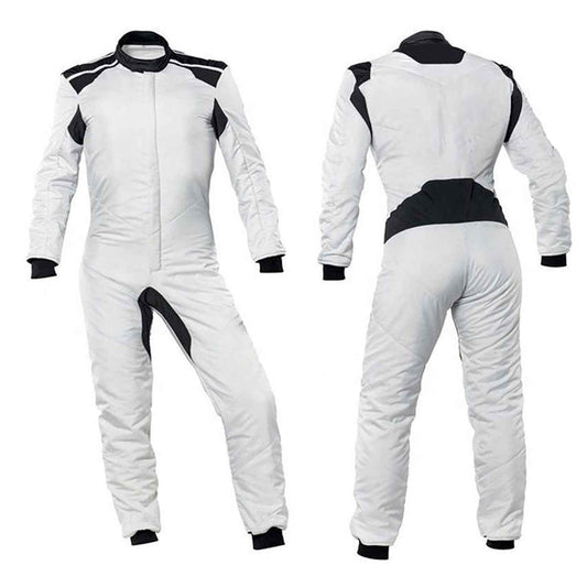 White Go-Kart Car Driver Racing Wear Costume