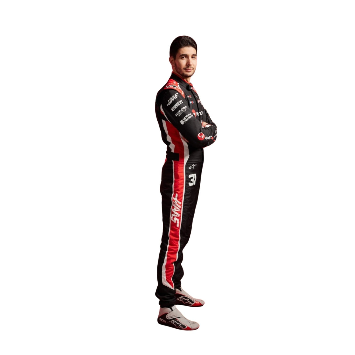 Esteban Ocon 2025 F1 Race Costume Replica Haas replica: esteban Ocon F1 Race Replica Haas Grand Prix Suit.